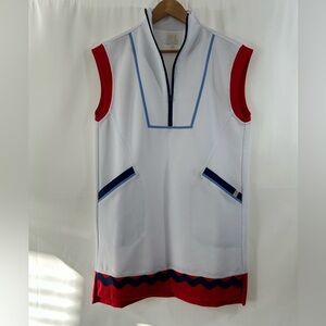Simply Southern Dress Coverup Size Medium Red Blue White Pockets NWOT